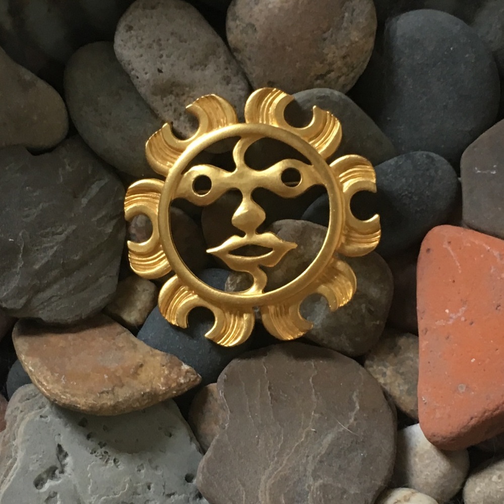 Vintage Maxine Denker-Modern Tribal Aztec Sun Pin